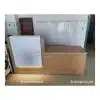 Bàn quầy lễ tân vân gỗ phối trắng có đèn BQLT03