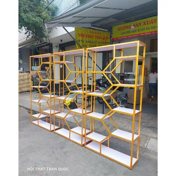 kệ gỗ khung sắt trang trí