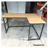 Bàn làm việc chữ l chân sắt màu vân sồi