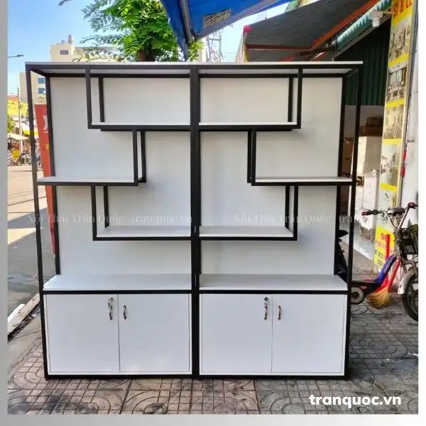Kệ trang trí khung sắt mặt gỗ sp11336