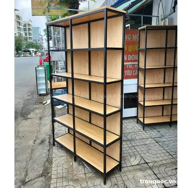 kệ gỗ khung sắt