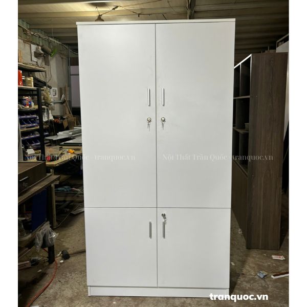 Tủ hồ sơ 4 cánh chất liệu gỗ MDF trắng